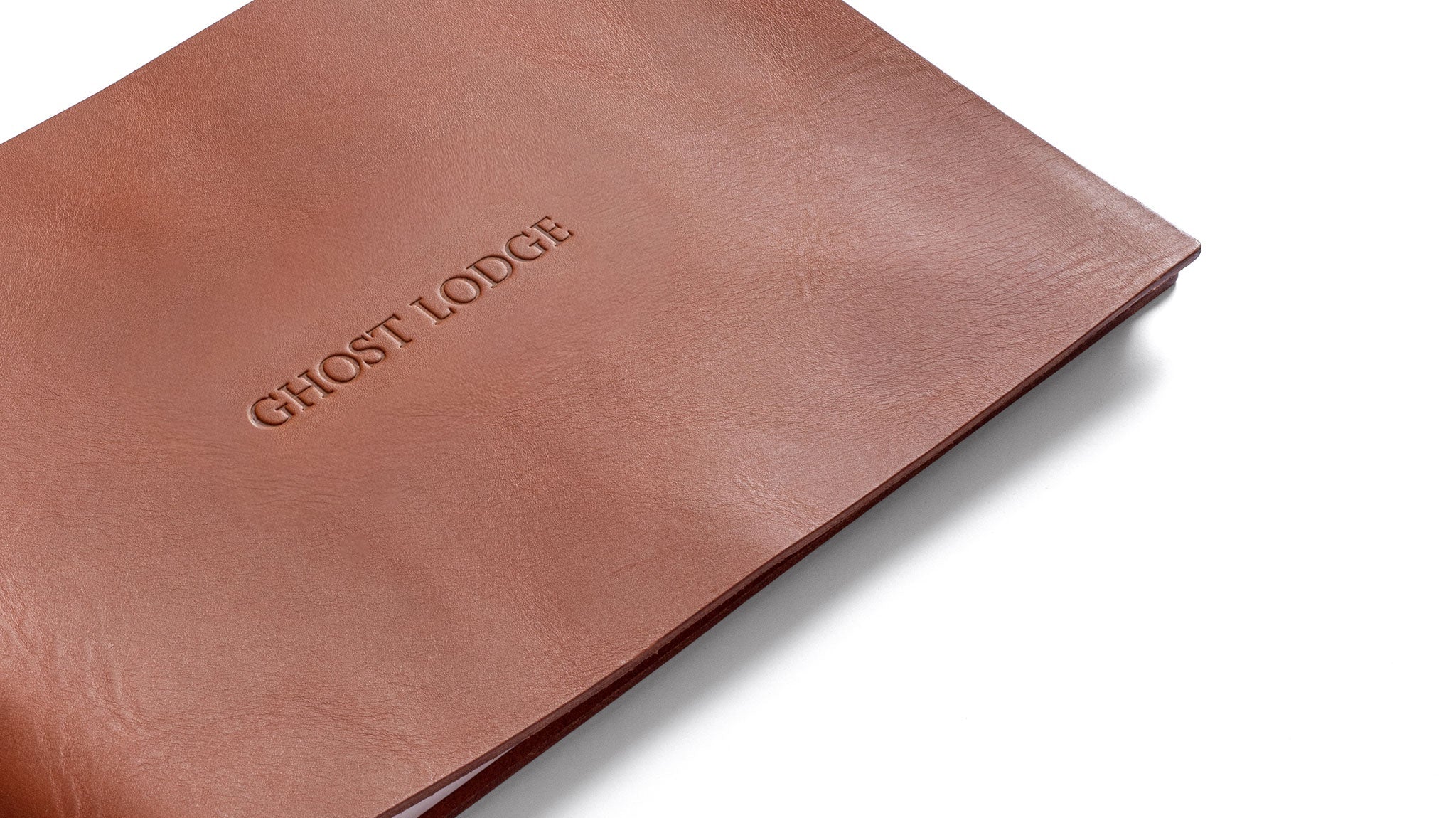 A Custom Leather Visitors Book for Ghost Lodge, Granity - My Guest Book