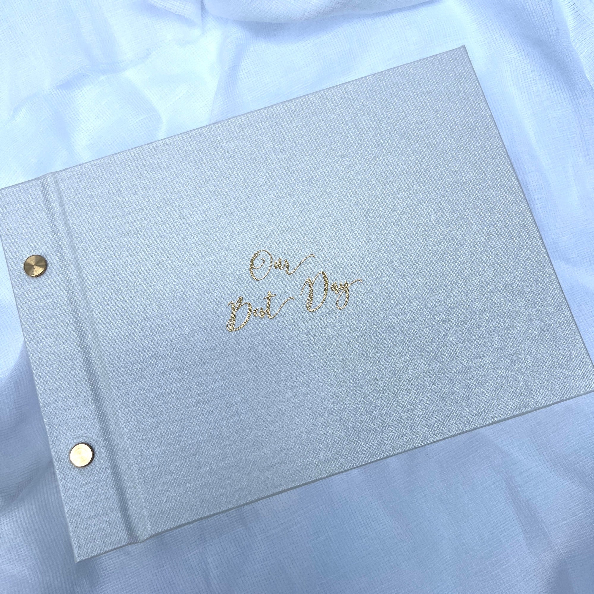 A5 Pearl White Guestbook - Gold Foil Debossed - Our Best Day - My Guest Book