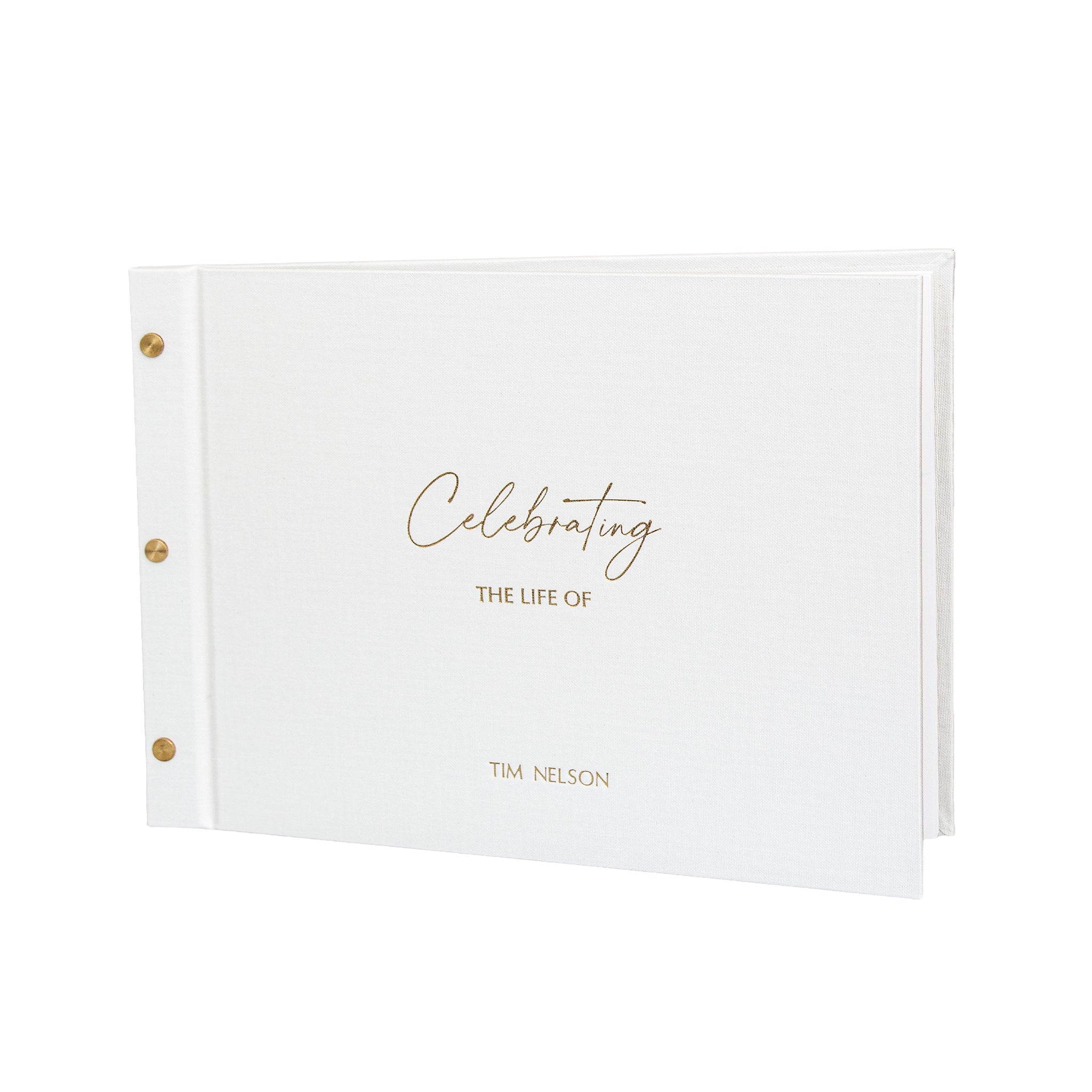 Honour a loved one with our personalised memorial guestbook. Perfect for funerals, memorials & celebrations of life.