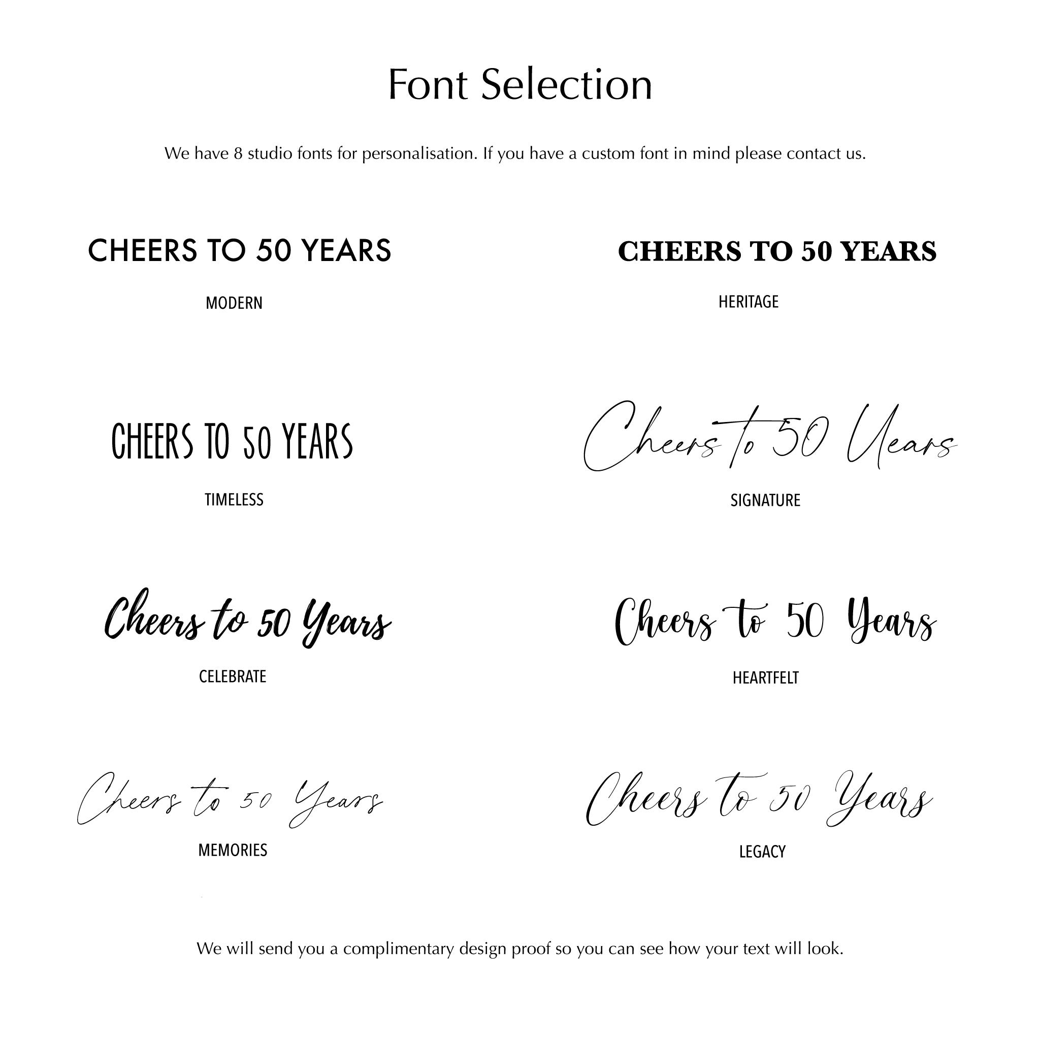 retirment guestbook font selection black text on a white background