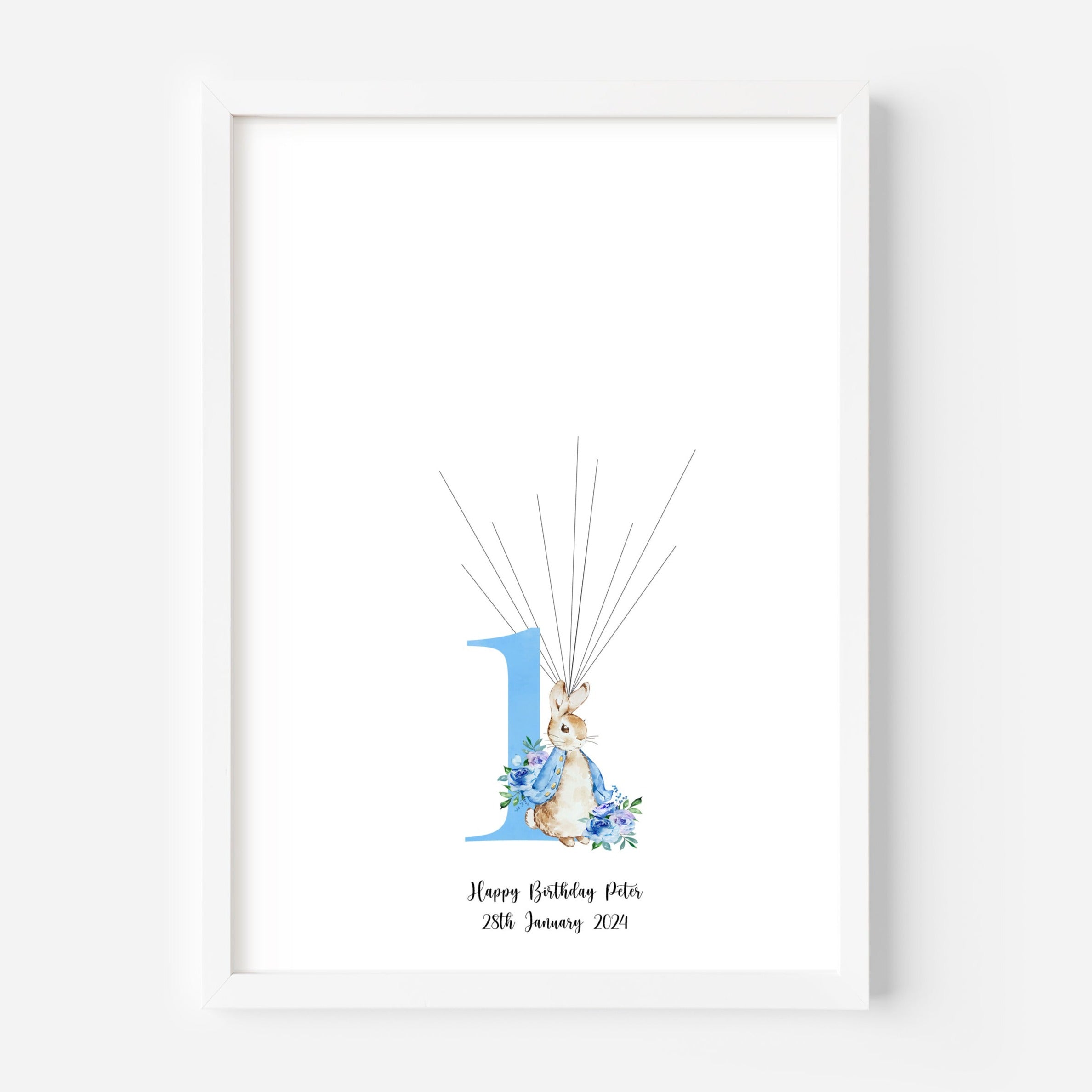 Peter Rabbit First Birthday Fingerprint Guestbook - My Guest Book