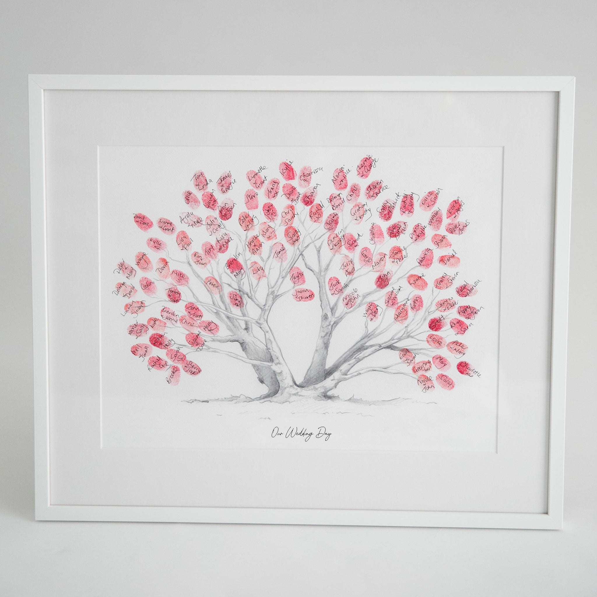 Pohutukawa wedding framed fingerprint tree keepsake set by My Guestbook