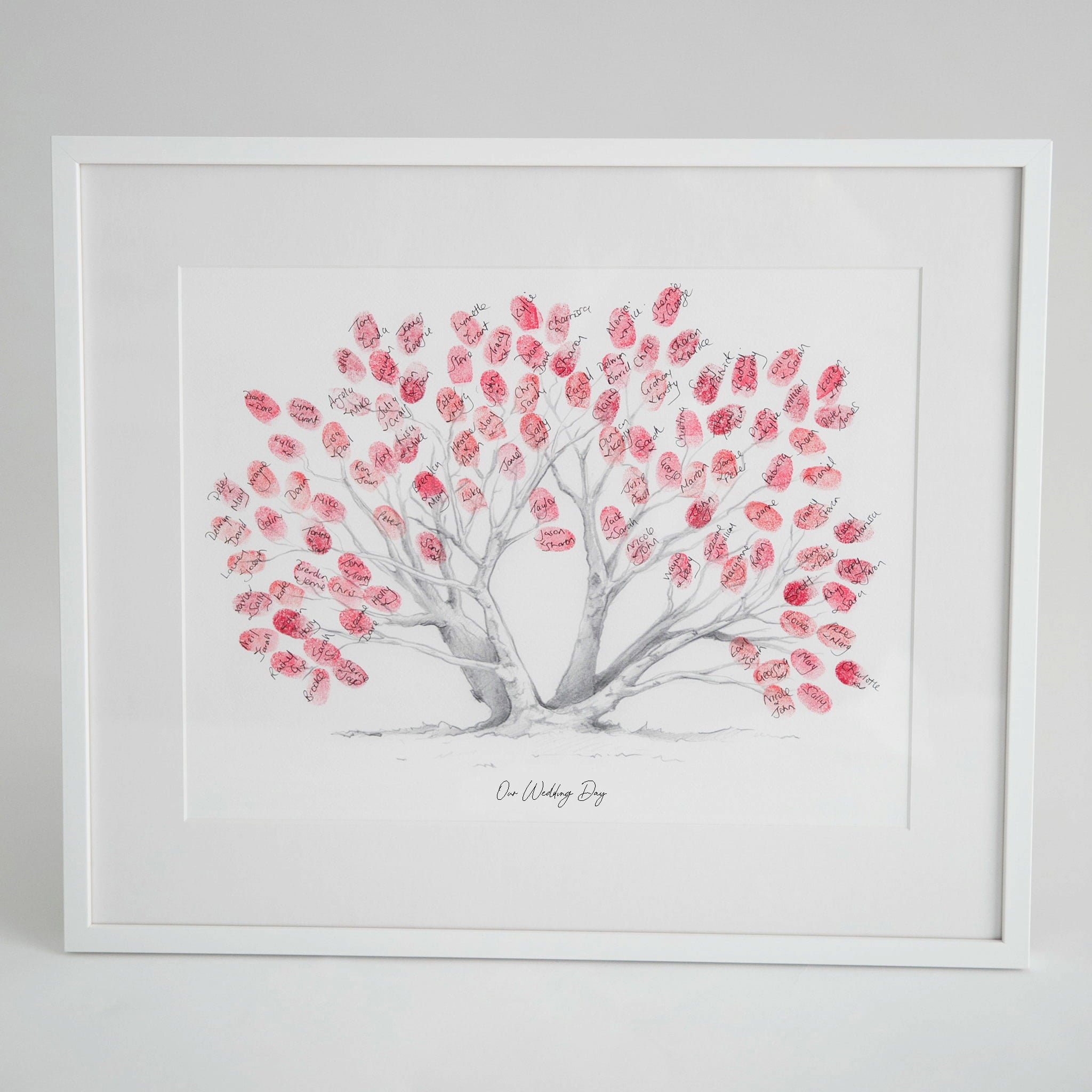 Pohutukawa wedding framed fingerprint tree keepsake set by My Guestbook