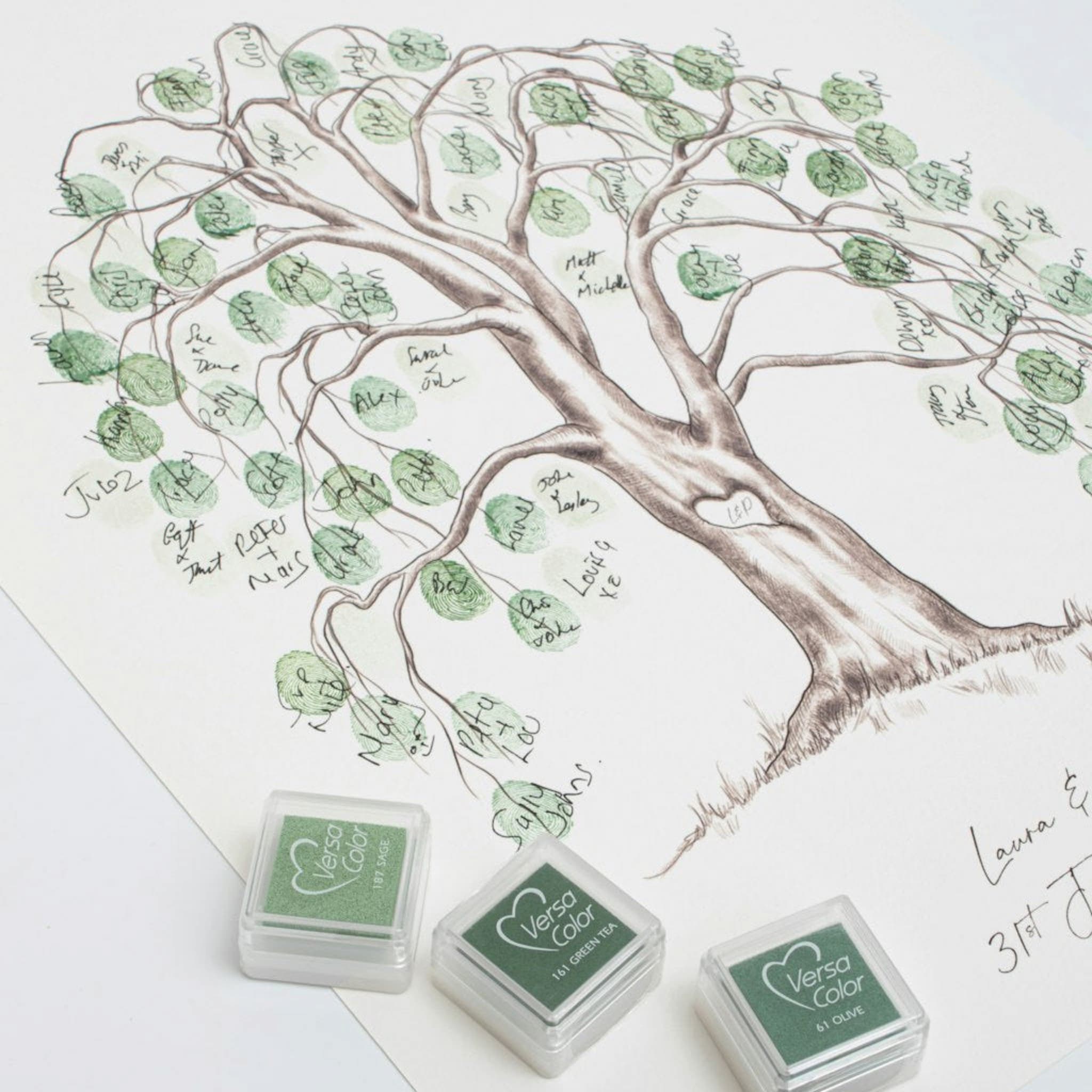Personalised willow tree fingerprint guestbook print for weddings