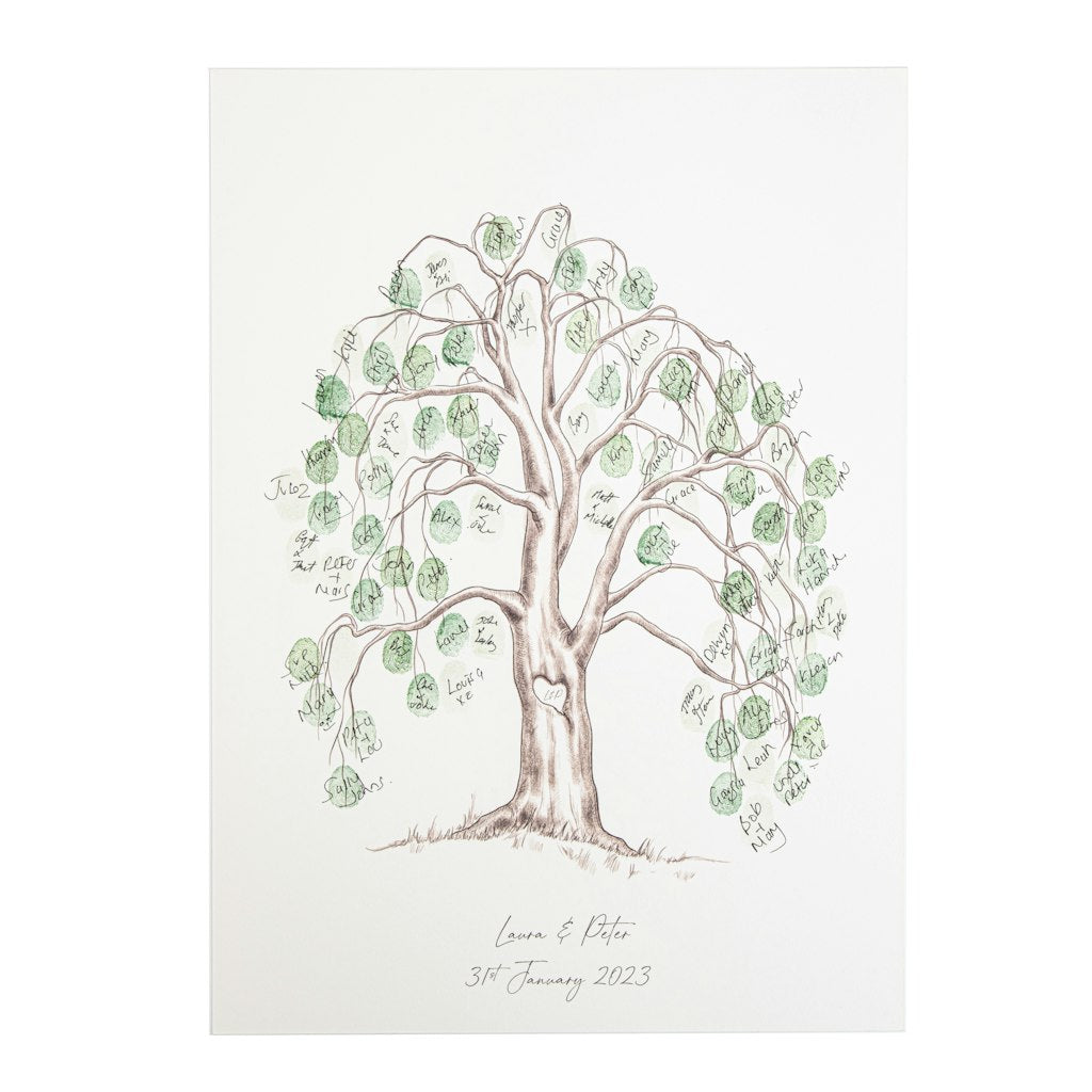Decorative tree with green leaves on a white background