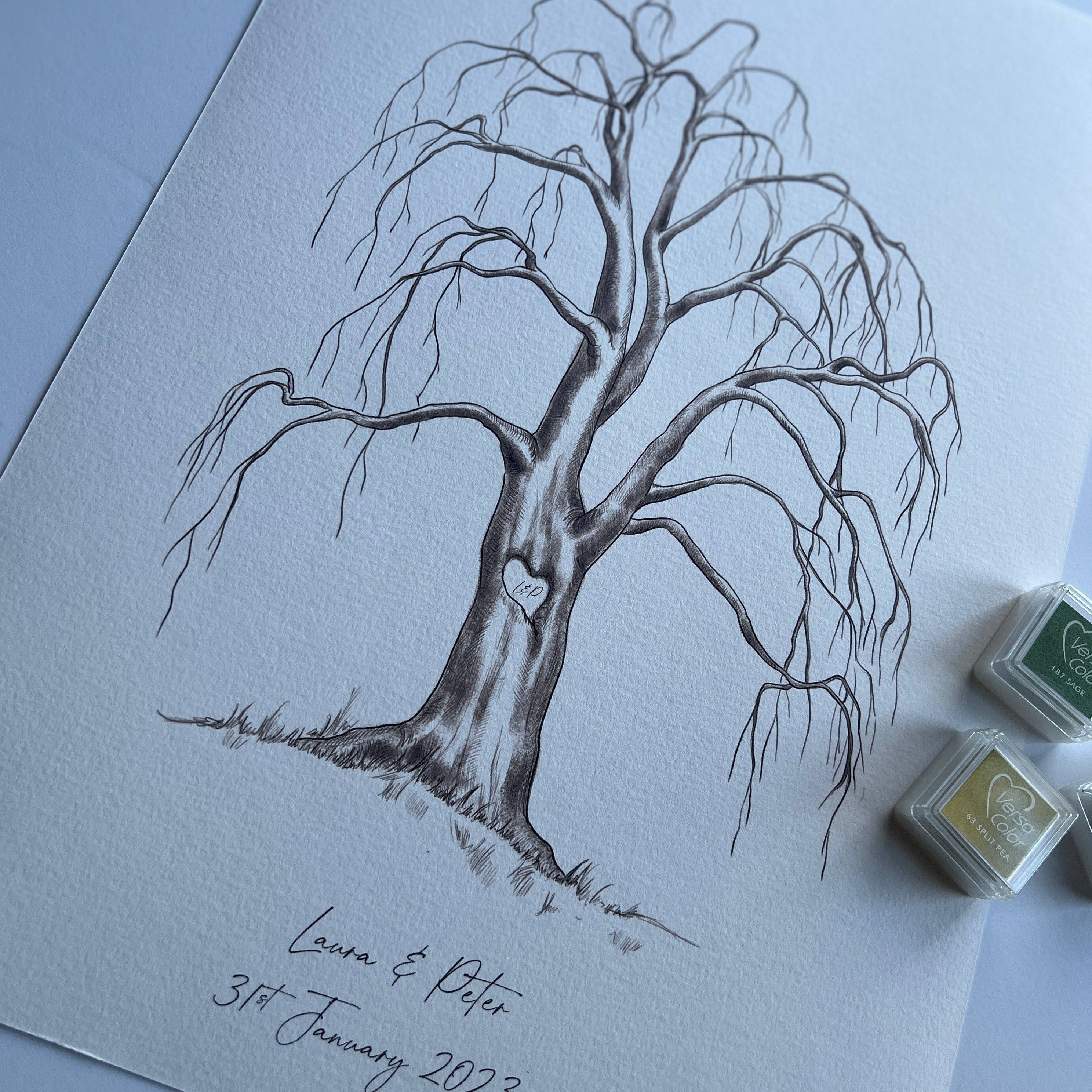 Willow Tree Fingerprint Tree Wedding Guestbook - My Guest Book