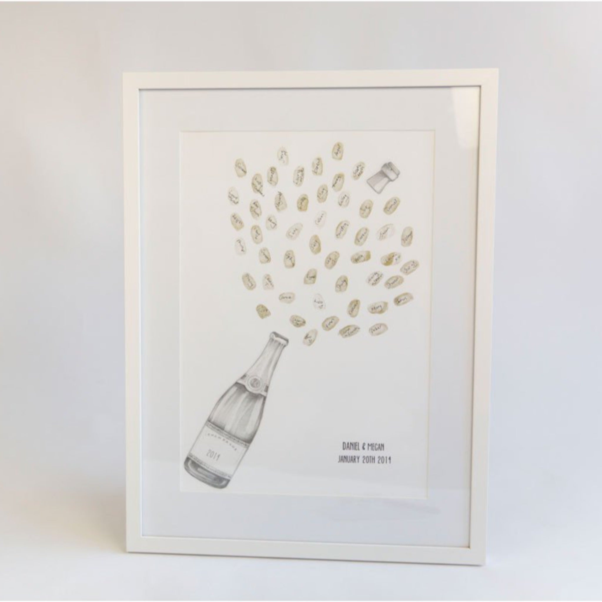 Champagne Bottle Fingerprint Wedding Guestbook - My Guest Book
