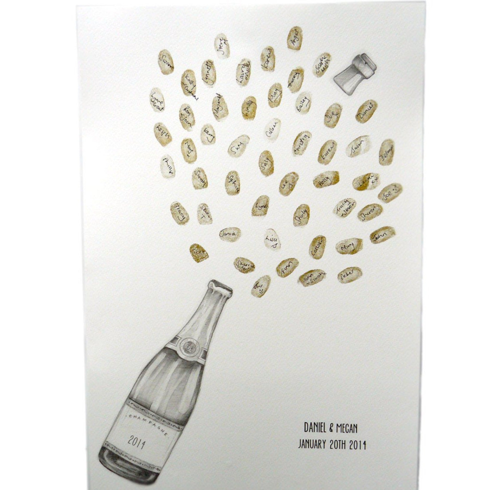 Champagne Bottle Fingerprint Wedding Guestbook - My Guest Book