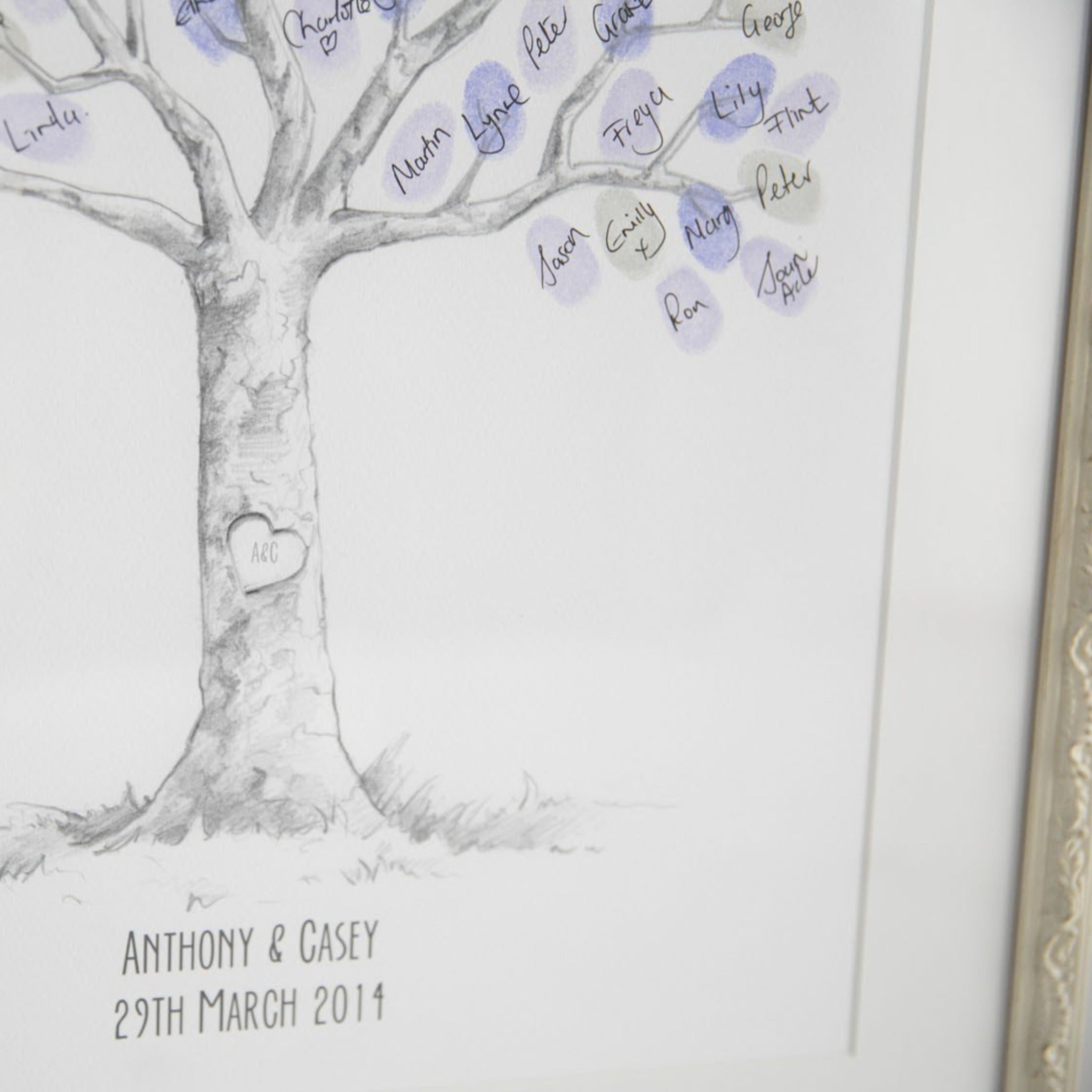 Hand Drawn Heart Tree Fingerprint Wedding Guestbook - My Guest Book