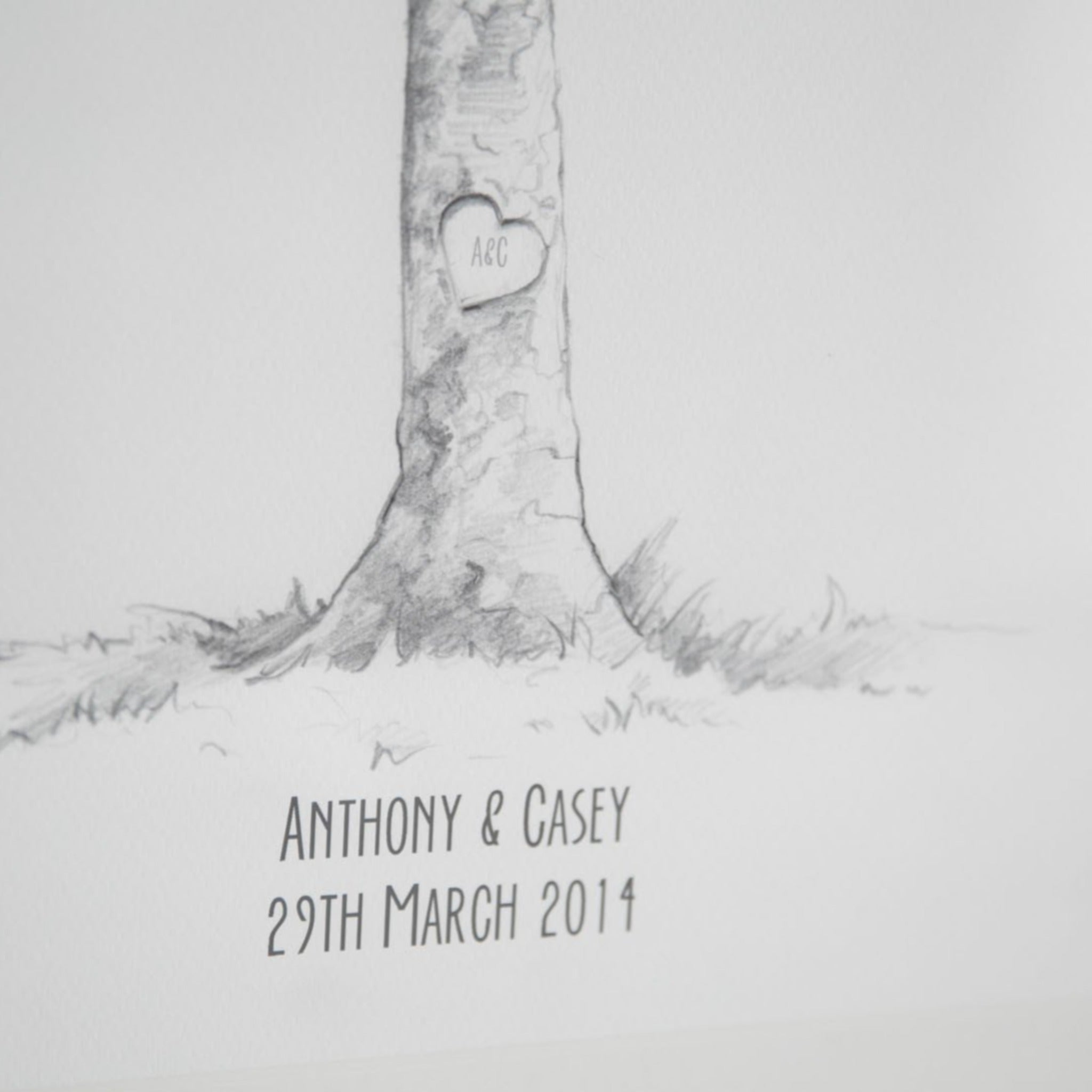 Hand Drawn Heart Tree Fingerprint Wedding Guestbook - My Guest Book