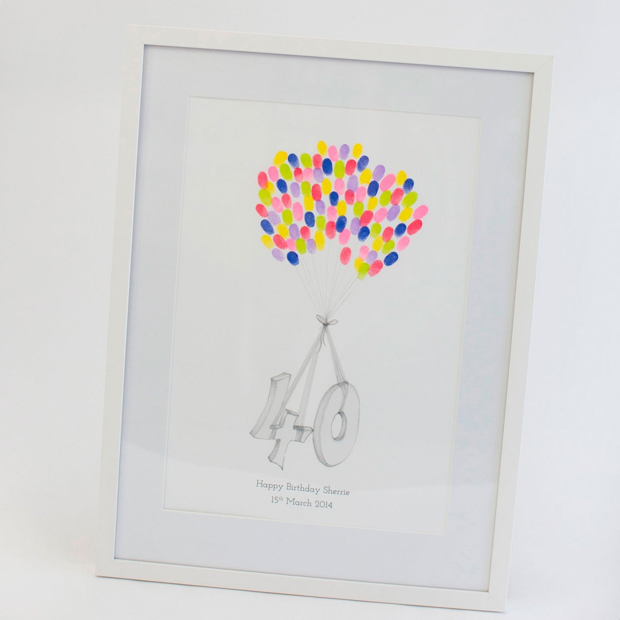 Personalised birthday guestbook with white frame