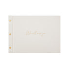 White leavers gift farewell guestbook with gold foil cover text “We will miss you.”