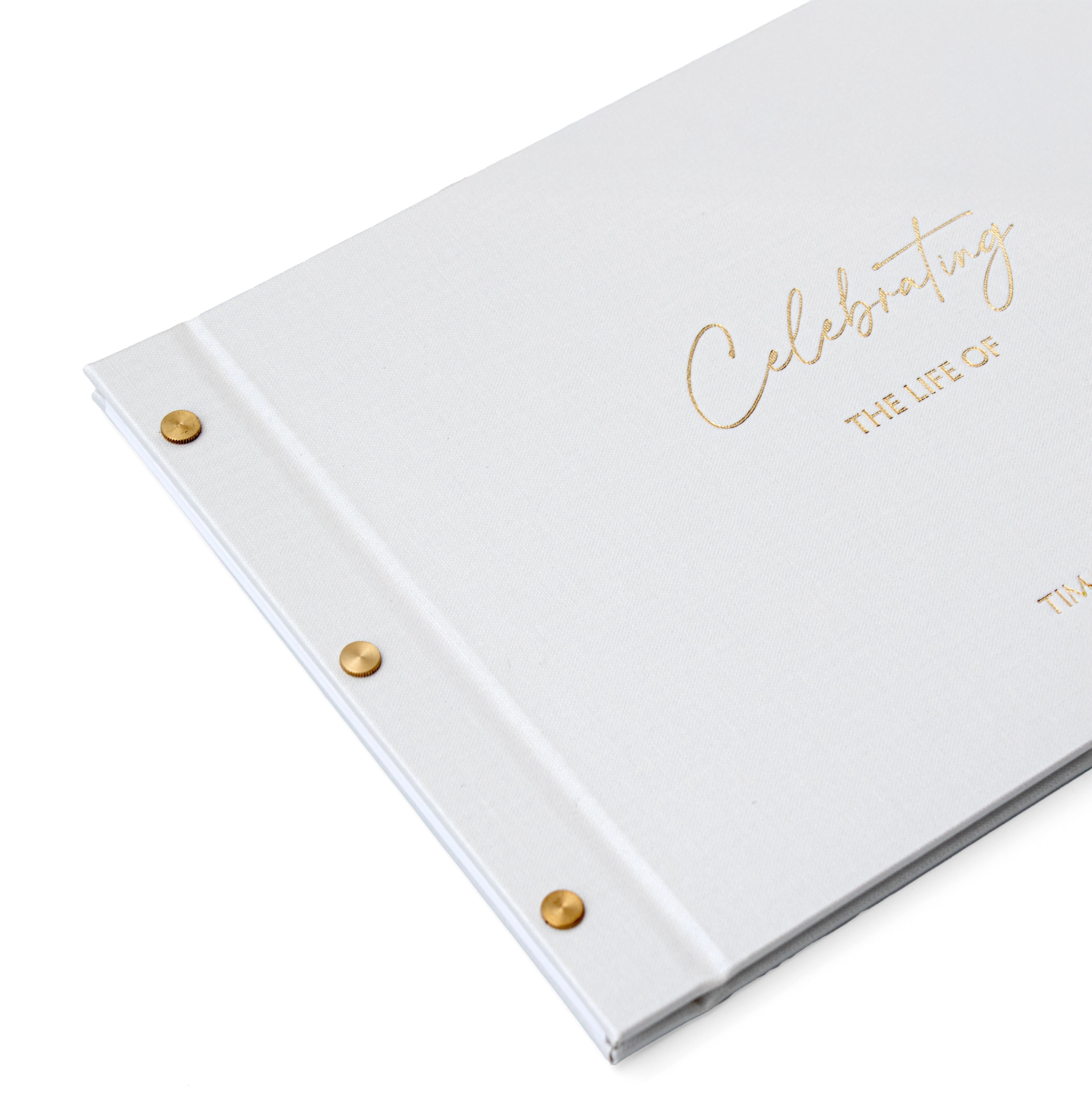Personalised funeral guestbook handmade in New Zealand. A lasting keepsake for memorial services.