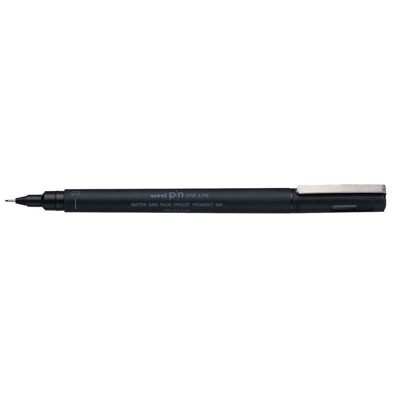 a black pen sitting on a white background