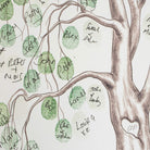 Close up of fingerprint leaves on willow tree guestbook artwork