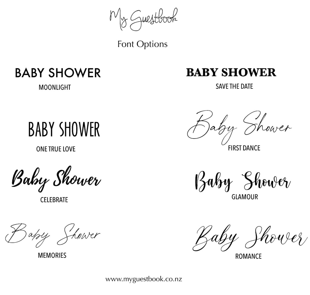 baby shower font menu