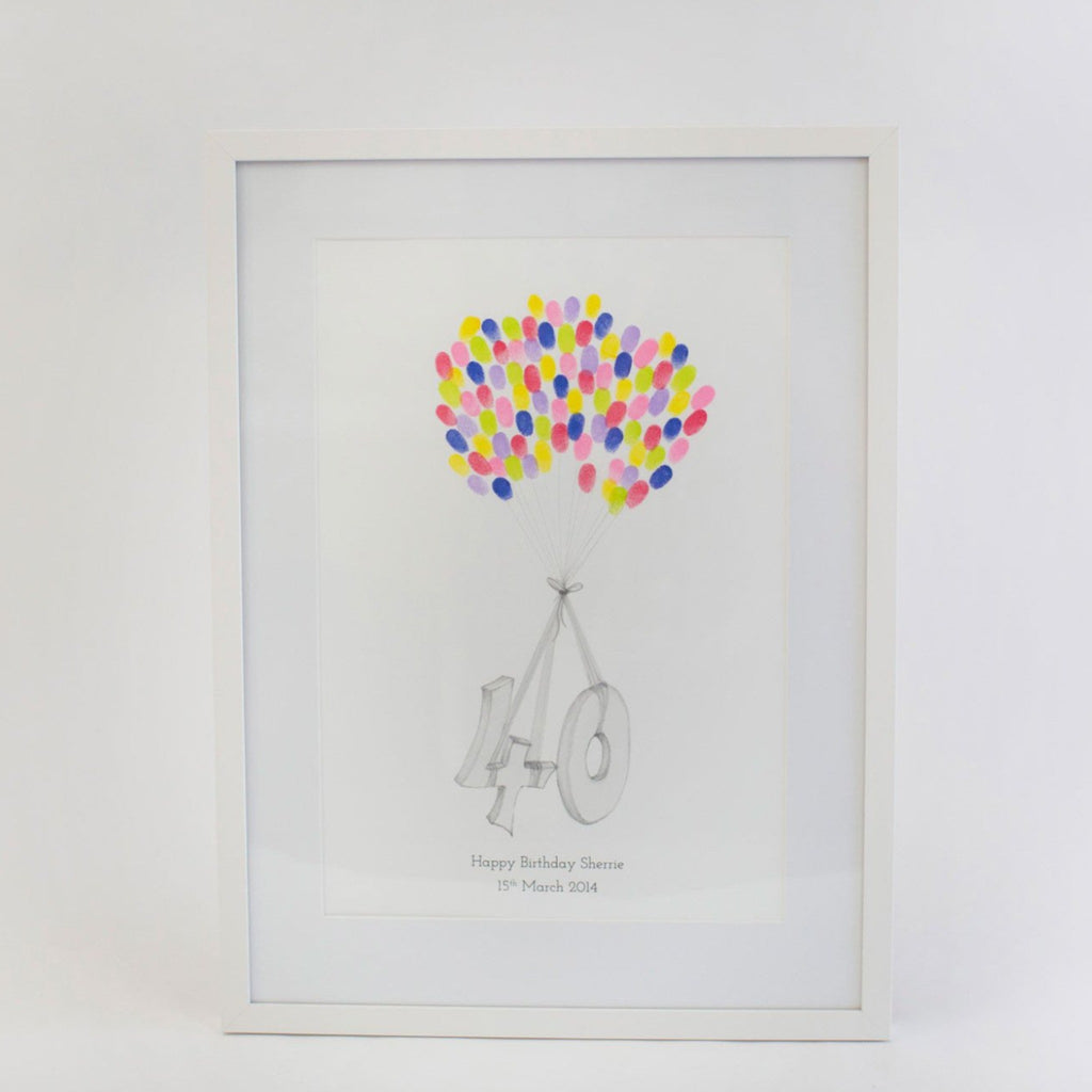 Personalised 40th Birthday Guest Book Fingerprint Balloon Guestbook - My Guest Book 