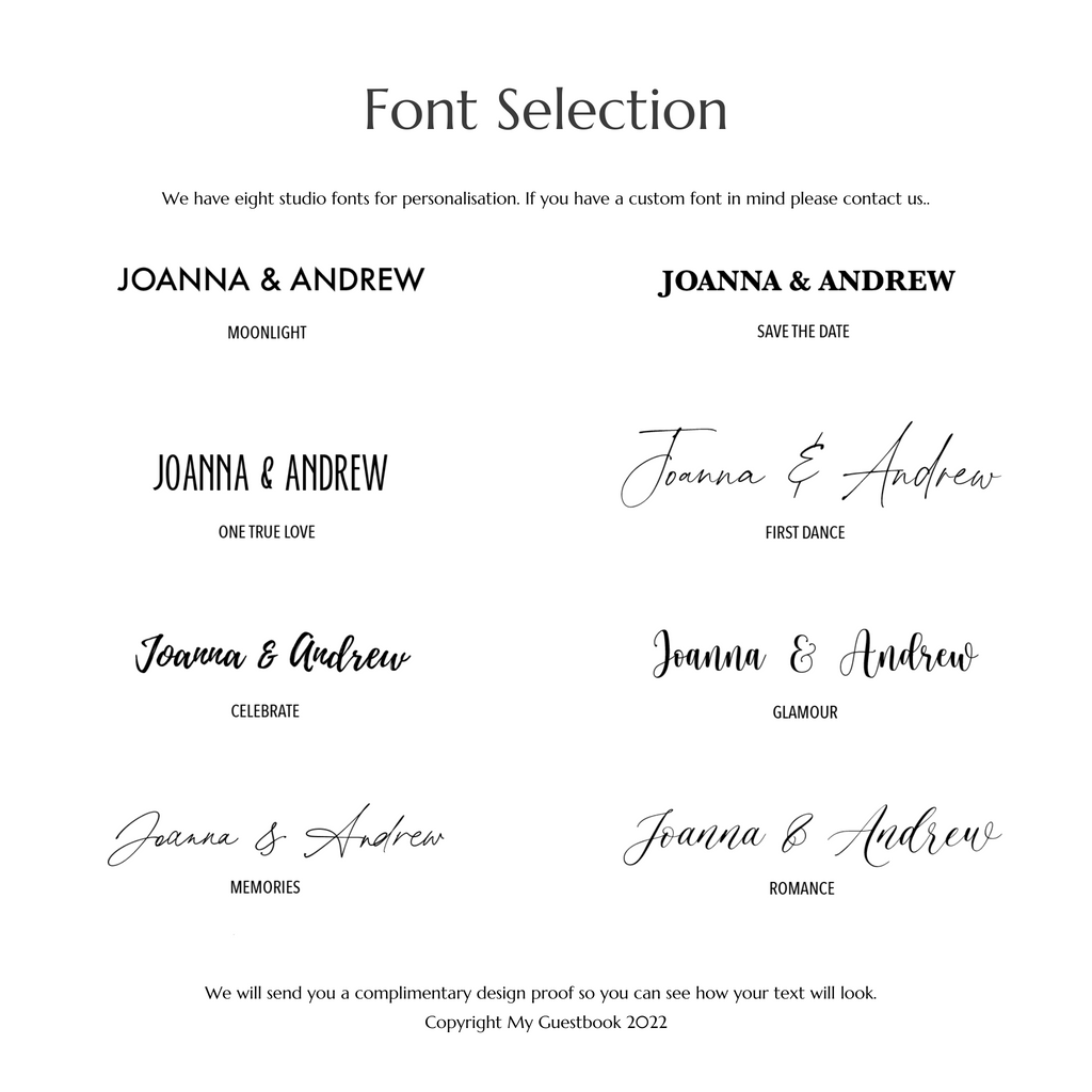 font selection my guest book