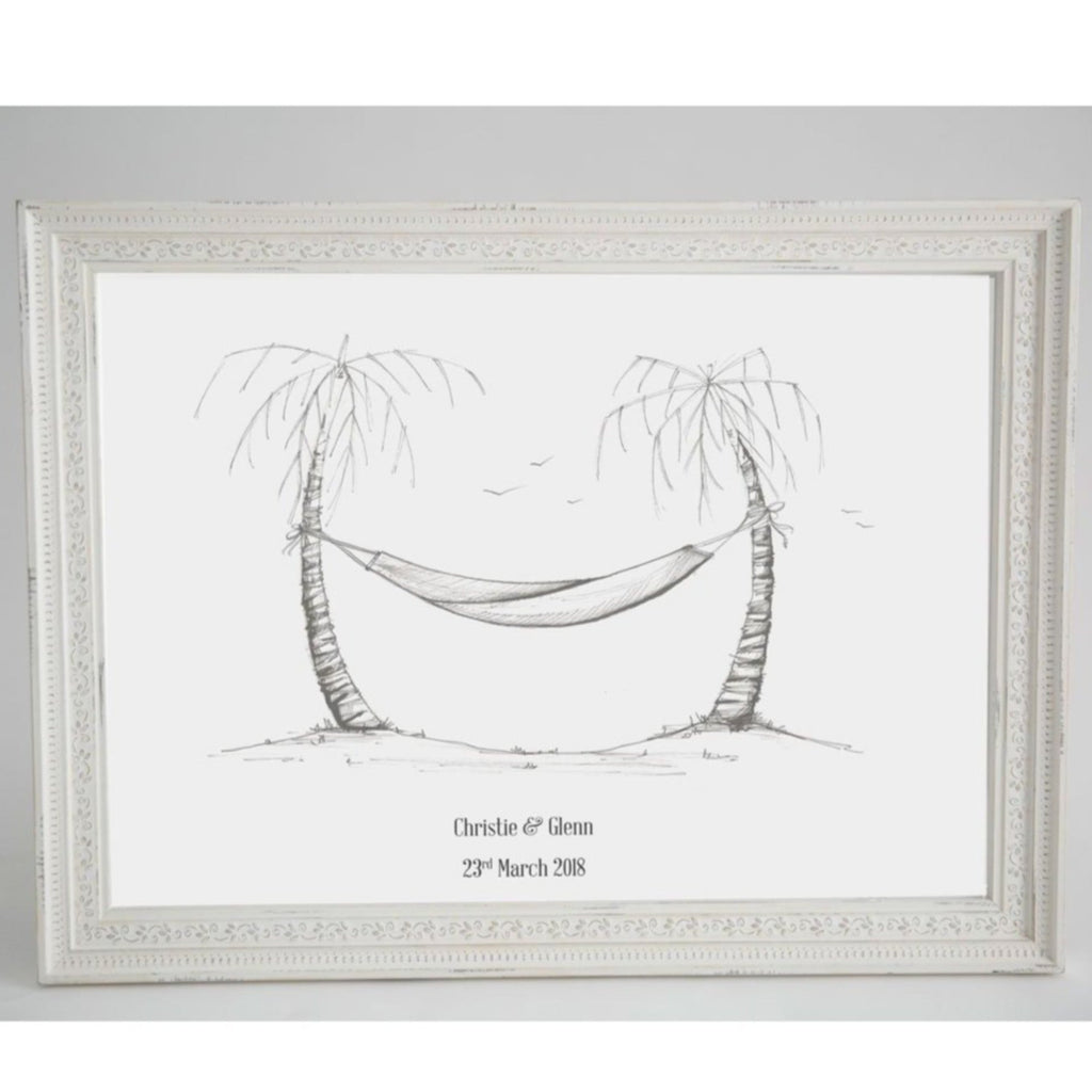 Wedding - Fingerprint Palm Tree Guestbook For Beach Wedding